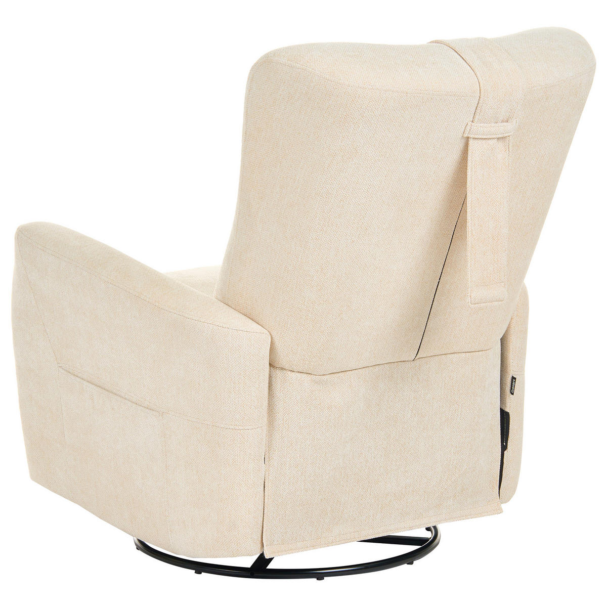 SCHAUKEL-FERNSEHSESSEL drehbar Chenillegewebe Hellbeige Rea - Beige/Schwarz, Textil/Metall (85/102/107cm) - Beliani