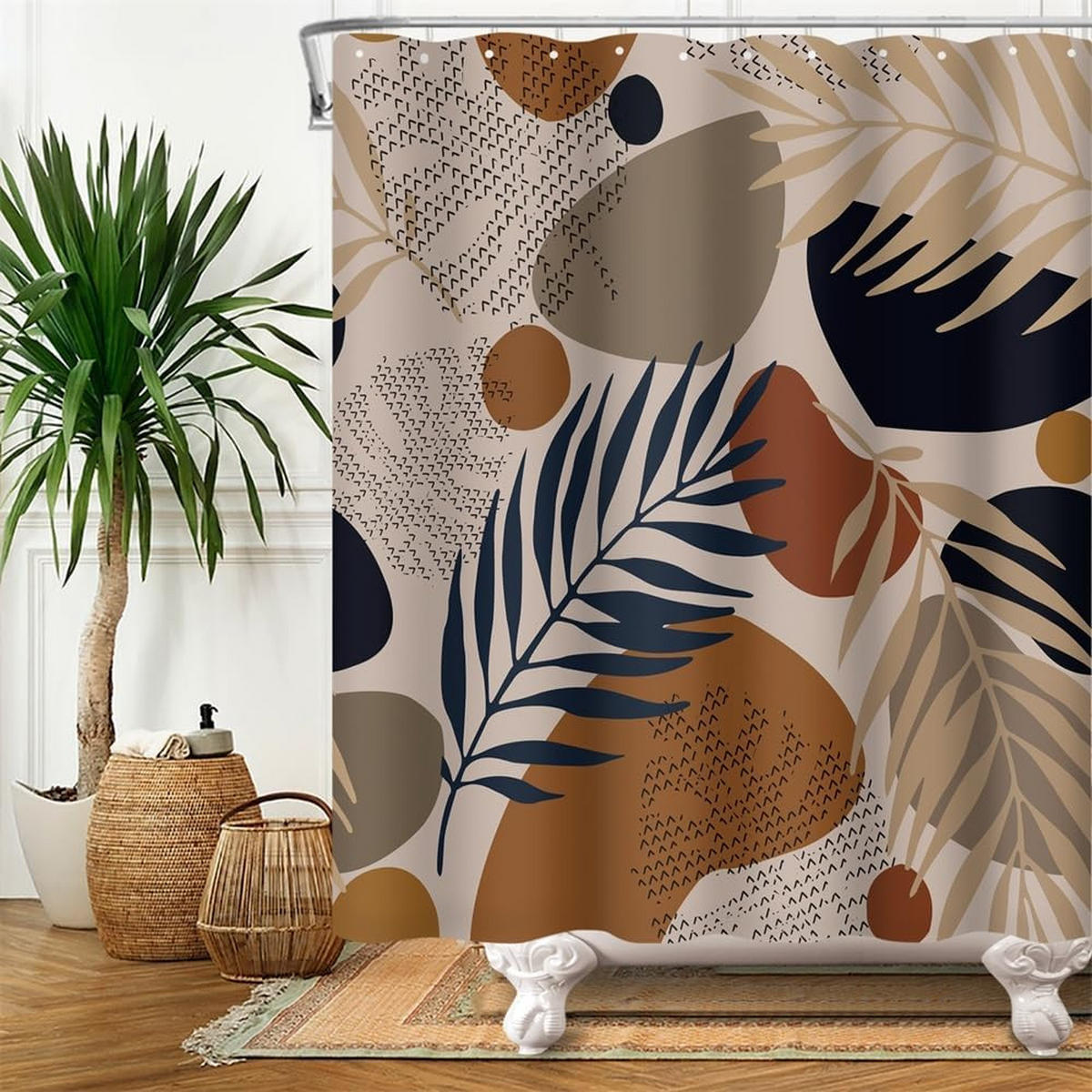 DUSCHVORHANG Boho abstrakt geometrisch Mitte Polyester wasserdicht schimmelresistent Badewanne - Multicolor, Textil (180/180cm) - MCBOSON