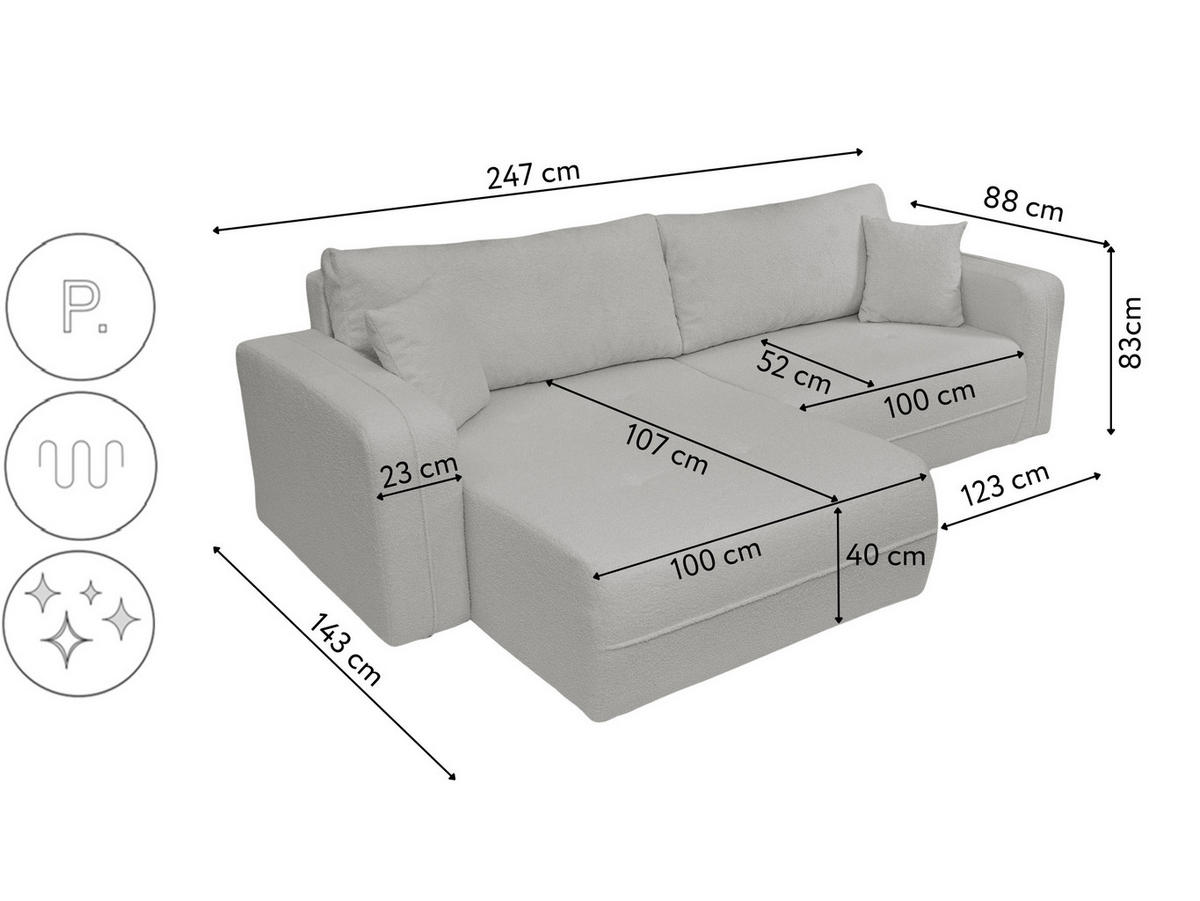 ECKSOFA Oreo L-Form Mit Bettkasten Und Schlaffunktion Quelle-Stoff Grau Links - Grau, Holz (143/247cm) - Kaiser Möbel