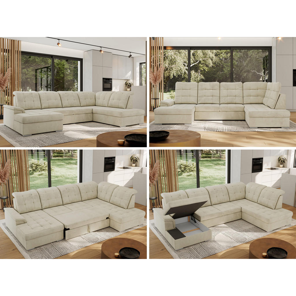 Thumbnail - MKS Wohnlandschaft, Beige, Textil, 6-Sitzer, U-Form, 323x89x204 cm, Oeko-Tex®, Wohnzimmer, Sofas & Couches, Wohnlandscha...