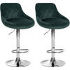 BARHOCKER 2er Set Samt dunkelgrün - Chromfarben/Dunkelgrün, Textil/Metall (46/83/49cm) - CLP