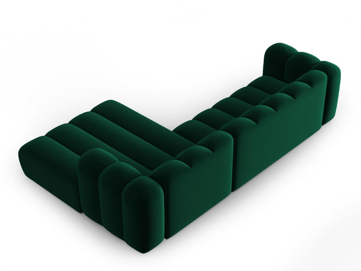 ECKSOFA modular rechts Lupine aus Samt flaschengrün 4 Sitzplätze - Dunkelgrün, Textil (177/290cm) - Micadoni