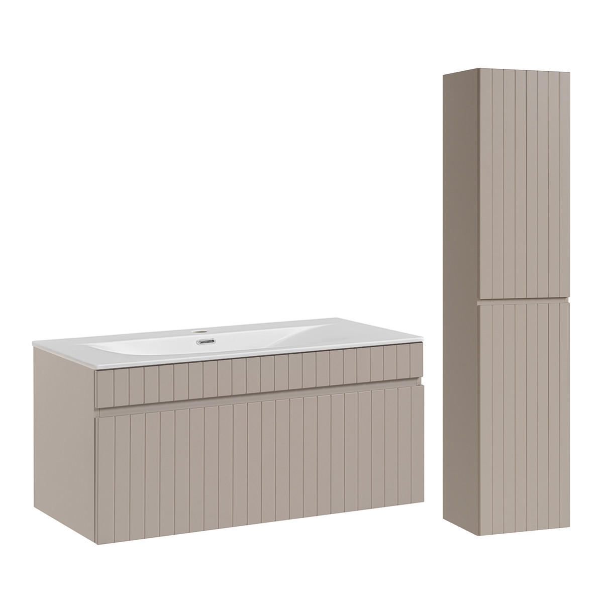 BADMÖBEL 100cm Zelie 2er-Set Kaschmir - Beige, Holzwerkstoff (100/46/46cm) - Petits-meubles