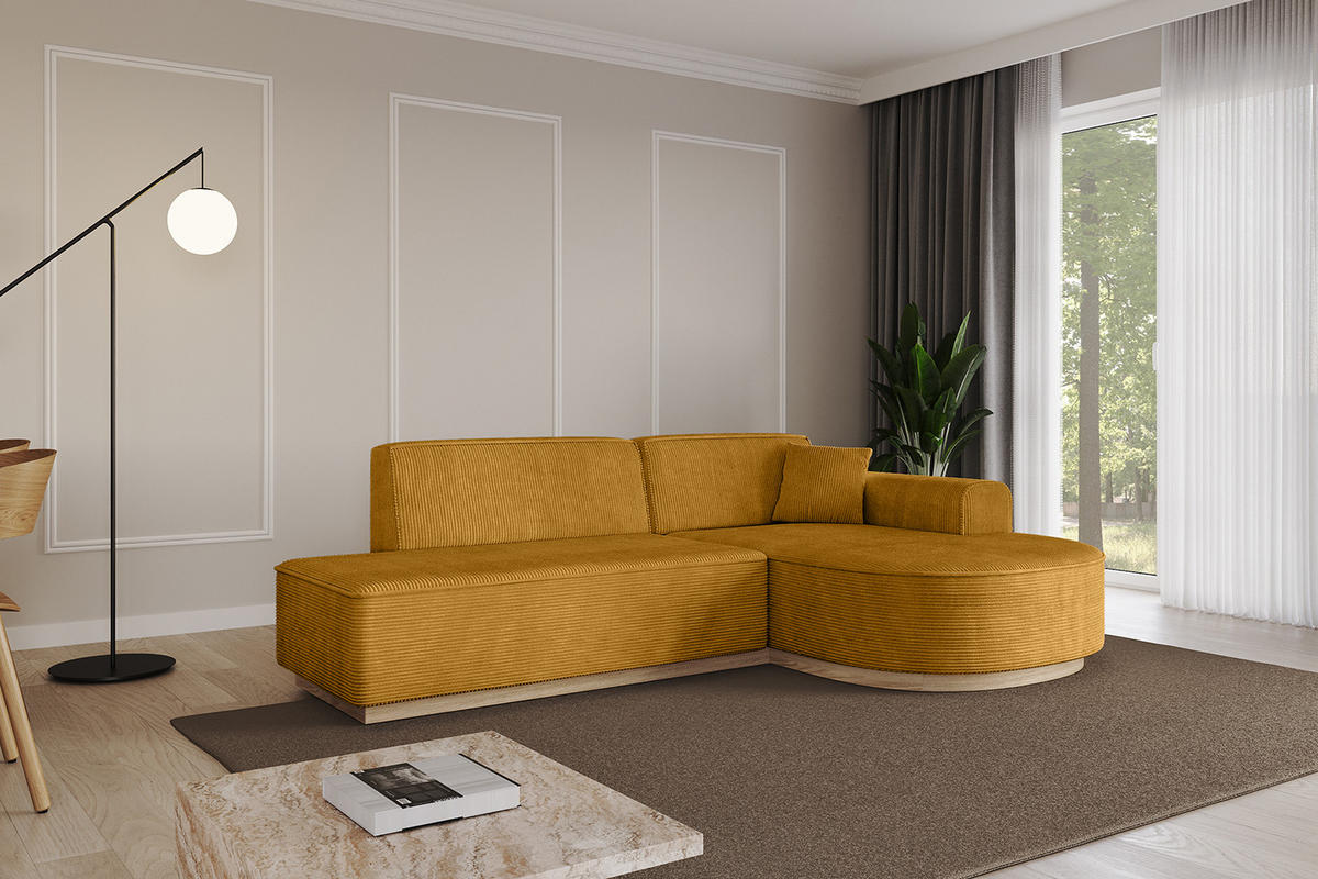 ECKSOFA Ottomane Rechts ARRIO-L1 - 243x171x83 cm Senfgelb - Currygelb/Gelb, Holzwerkstoff/Textil (243/171cm) - ALTDECOR