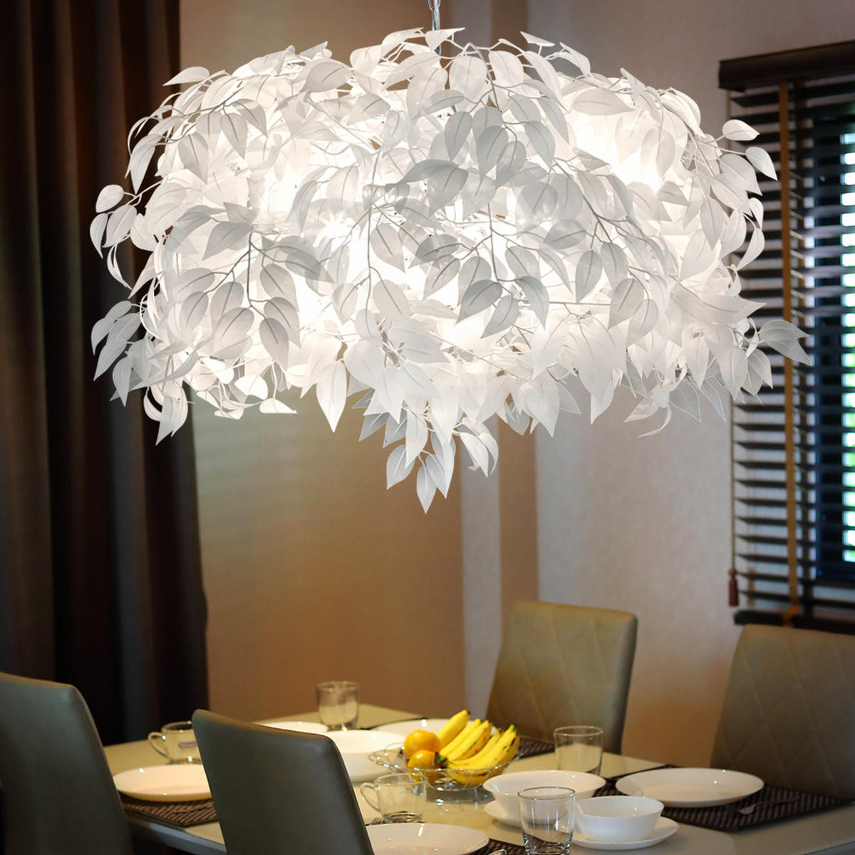 HÄNGELEUCHTE LEAVY Weiß Chrom Blätter - Weiß, Metall (70/70/150cm)