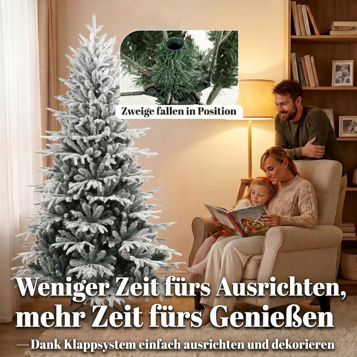 KÜNSTLICHER-WEIHNACHTSBAUM PE Metall Grün Weiß - Grün, Kunststoff (180cm) - HOMCOM