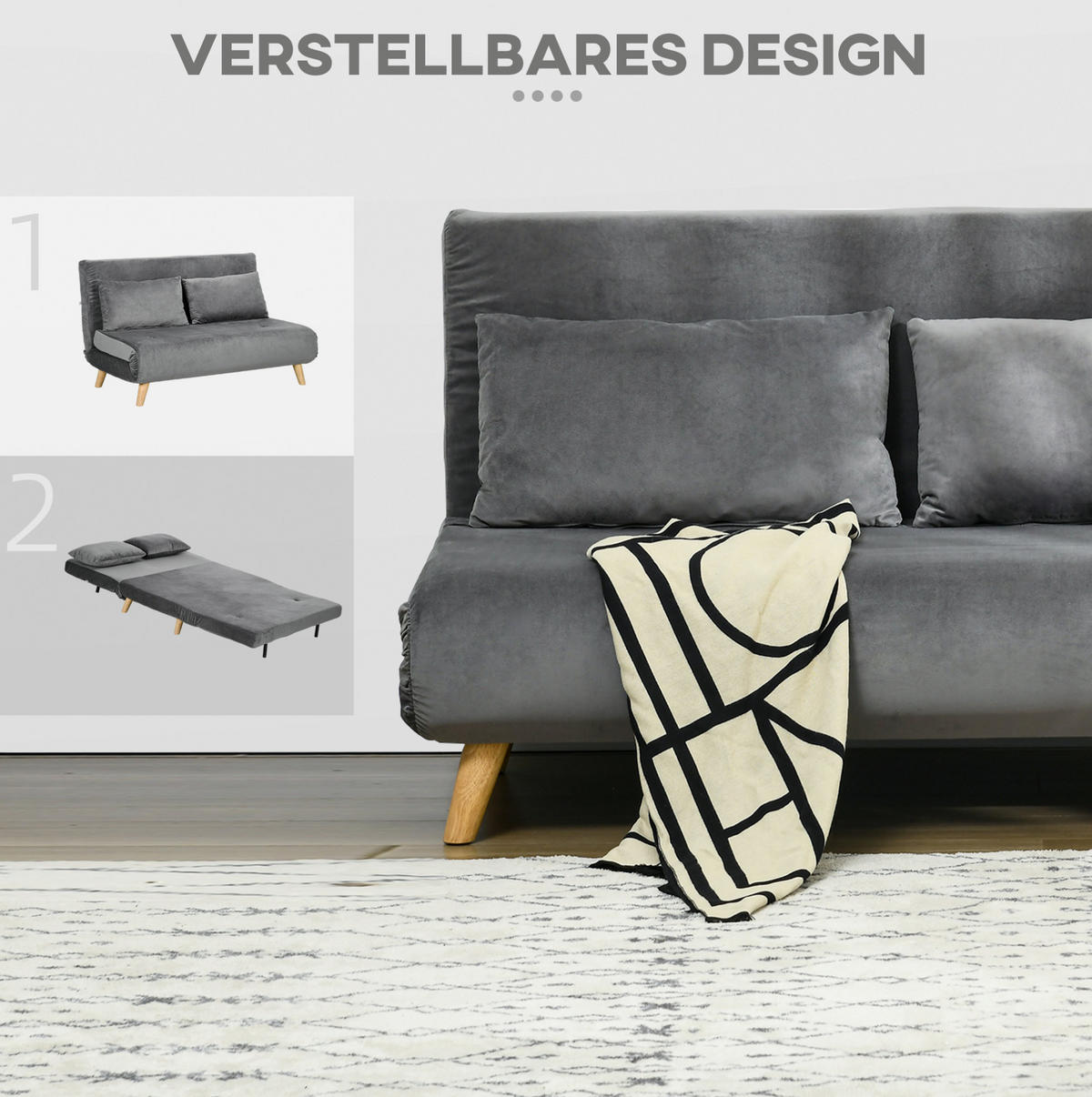 SCHLAFSESSEL Polyester Samtoptik mit 6-fach verstellbarer Rückenlehne 130/78/79 cm Grau - Grau, Textil (78/79/130cm) - Redom