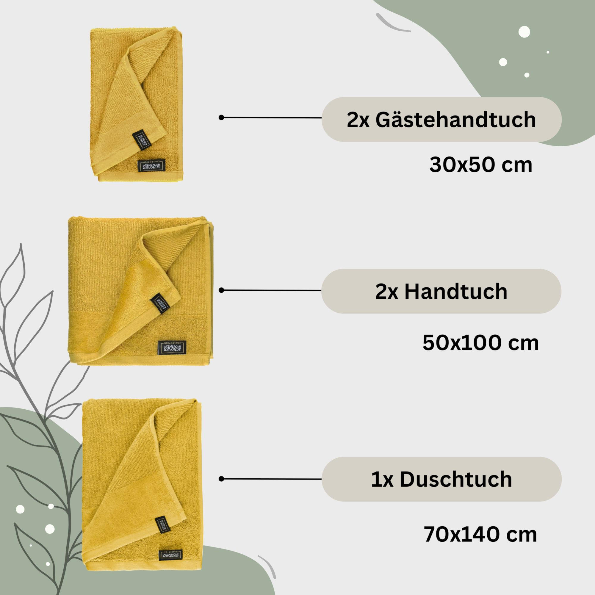 HANDTUCH SET SENSE 5tlg. - Gelb, Textil (50/100cm) - Schöner Wohnen