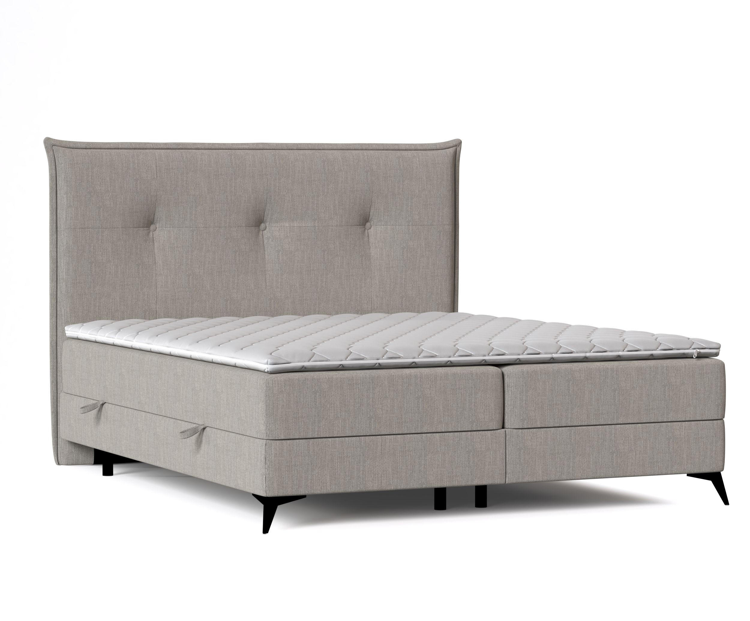 BOXBETT Menzzo Brown 200/200 cm mit Matratze und Topper - Schwarz/Braun, Holz/Holzwerkstoff (160/200cm) - Maison de Reve
