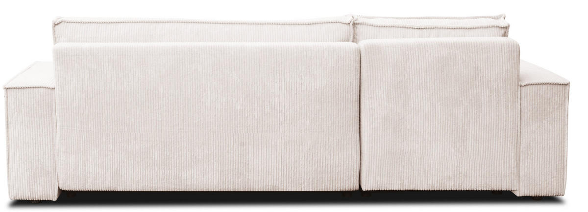 ECKSOFA Hugo L in L-Form mit Schlaffunktion und Bettkasten, Farbe: Beige, Cordstoff, Ottomane Unsiversal - Beige, Textil (244/145cm) - VENASI MÖBEL