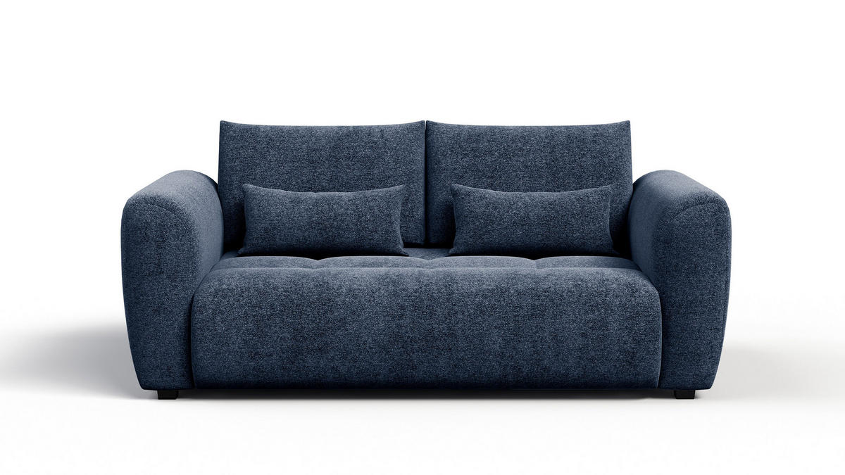 SOFA SORENO 3-Sitzer, dunkelblau - Schwarz/Dunkelblau, Holz/Textil (214/94/114cm) - Courtois Laville