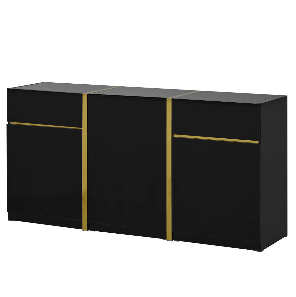 TV stolek 150/35/44 cm s dvěma dvířky, zásuvkou, otevřenými policemi a kabelovými průchodkami, Přírodní - světle hnědá, kompozitní dřevo (150/44/35cm) - Redom