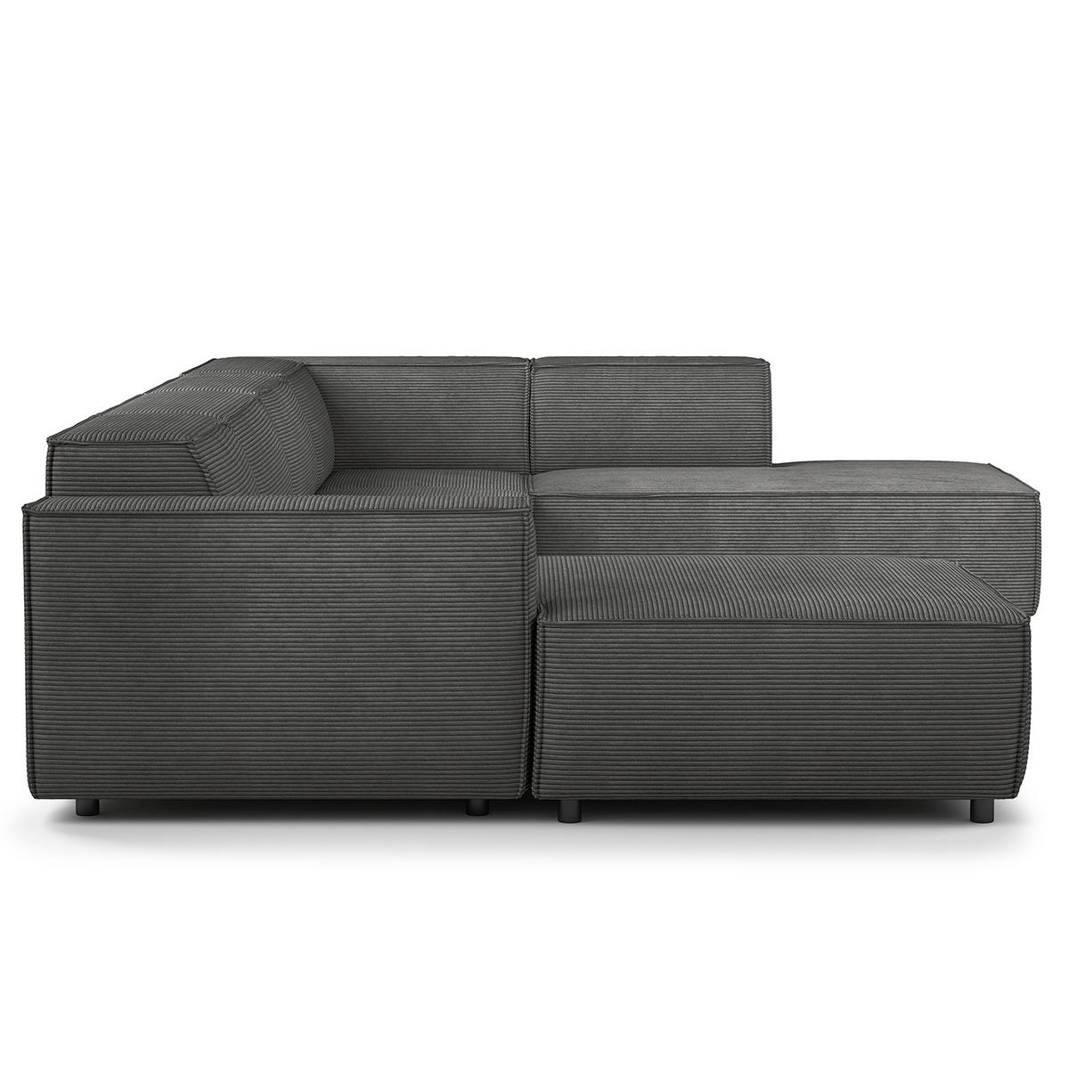 WOHNLANDSCHAFT mit Longchair & Ottomane - Anthrazit/Schwarz, Kunststoff/Textil (369/70/234cm) - home24