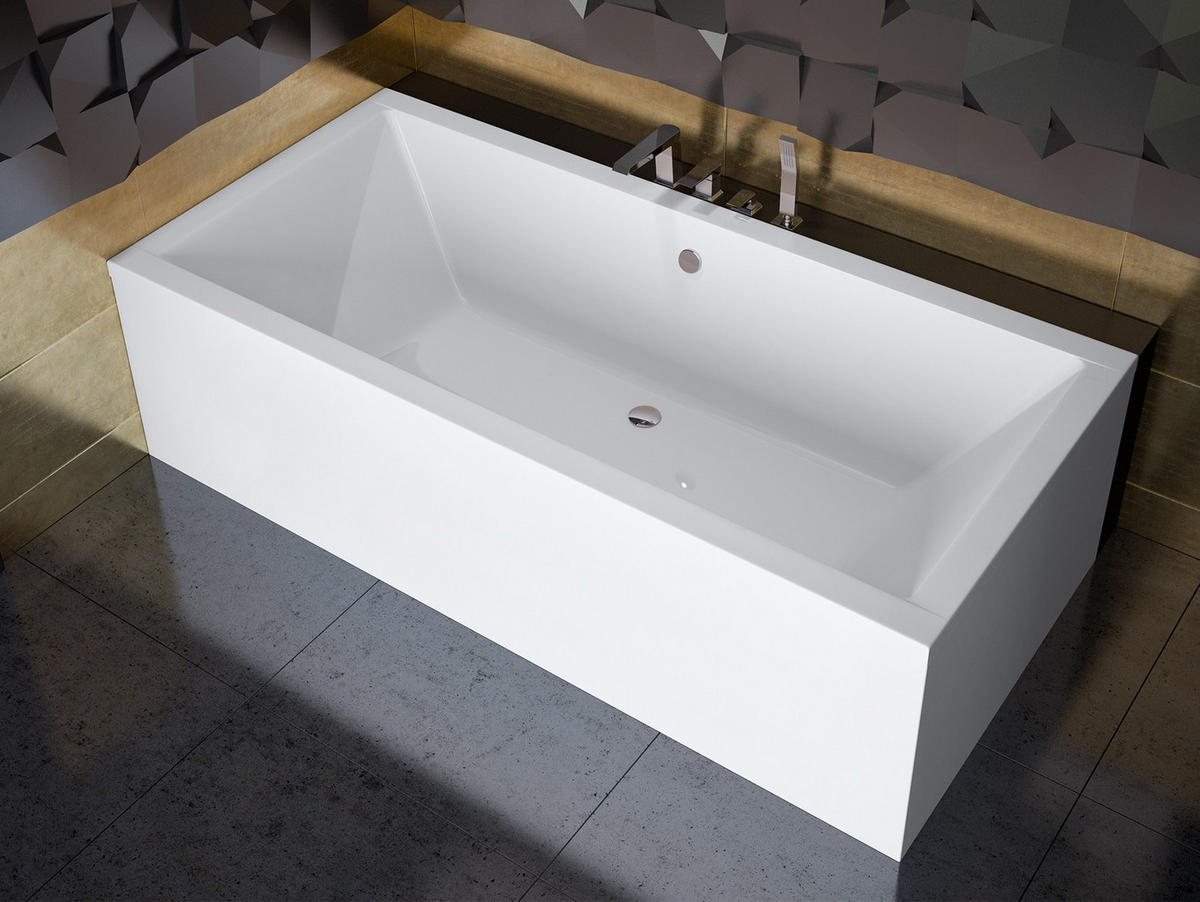 BADEWANNE Rechteck QUADRO 155/70 Ablauf & Füße - Weiß, Kunststoff (70/55.5/155cm) - bad land