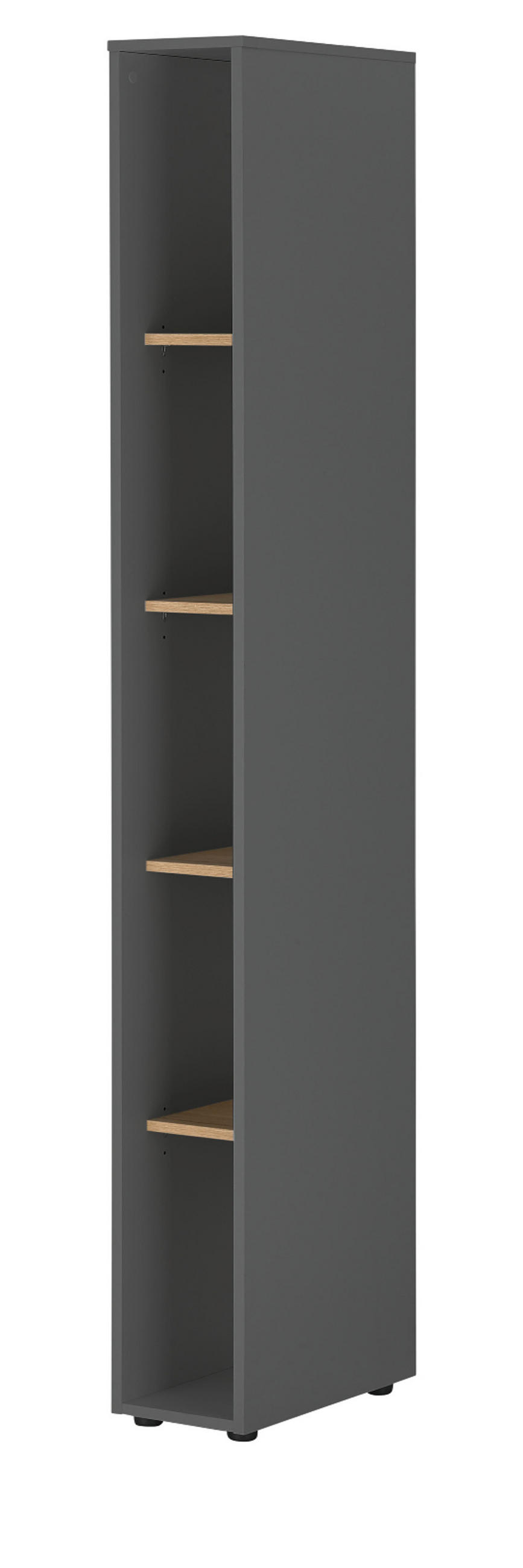 SCHREIBTISCHKOMBINATION 6-teilig grau matt, Eiche Wotan, Büromöbel Set mit viel Stauraum - Eichefarben/Schwarz, Holzwerkstoff/Kunststoff (140/263/200cm) - Furn.Design