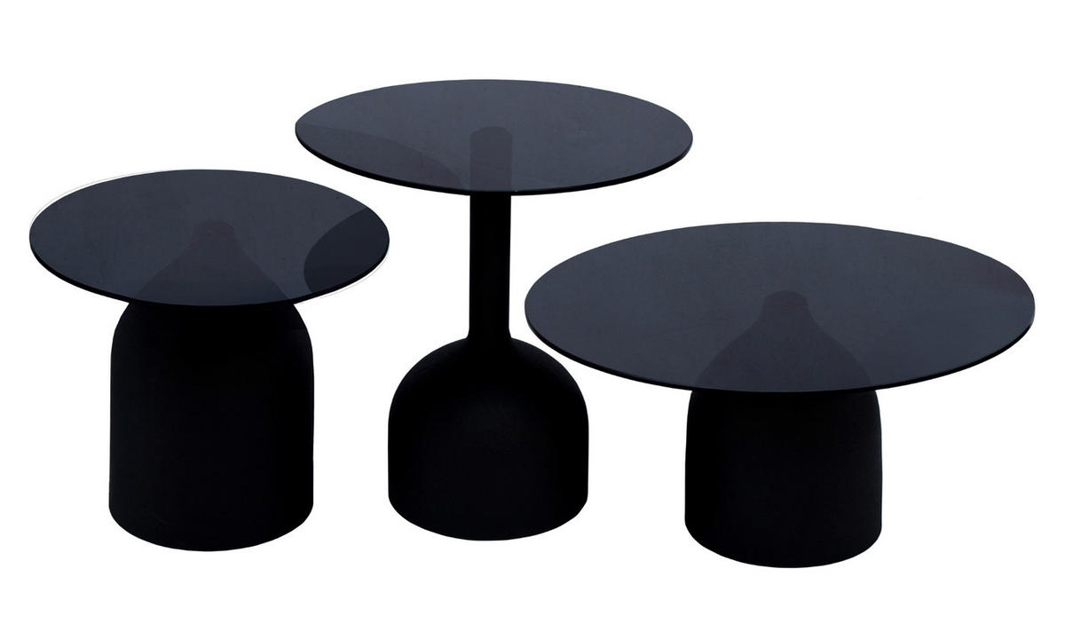 BEISTELLTISCH rund aus Glas 70x70x36cm, schwarz - Schwarz, Glas (70/70/55cm) - Livingfurn
