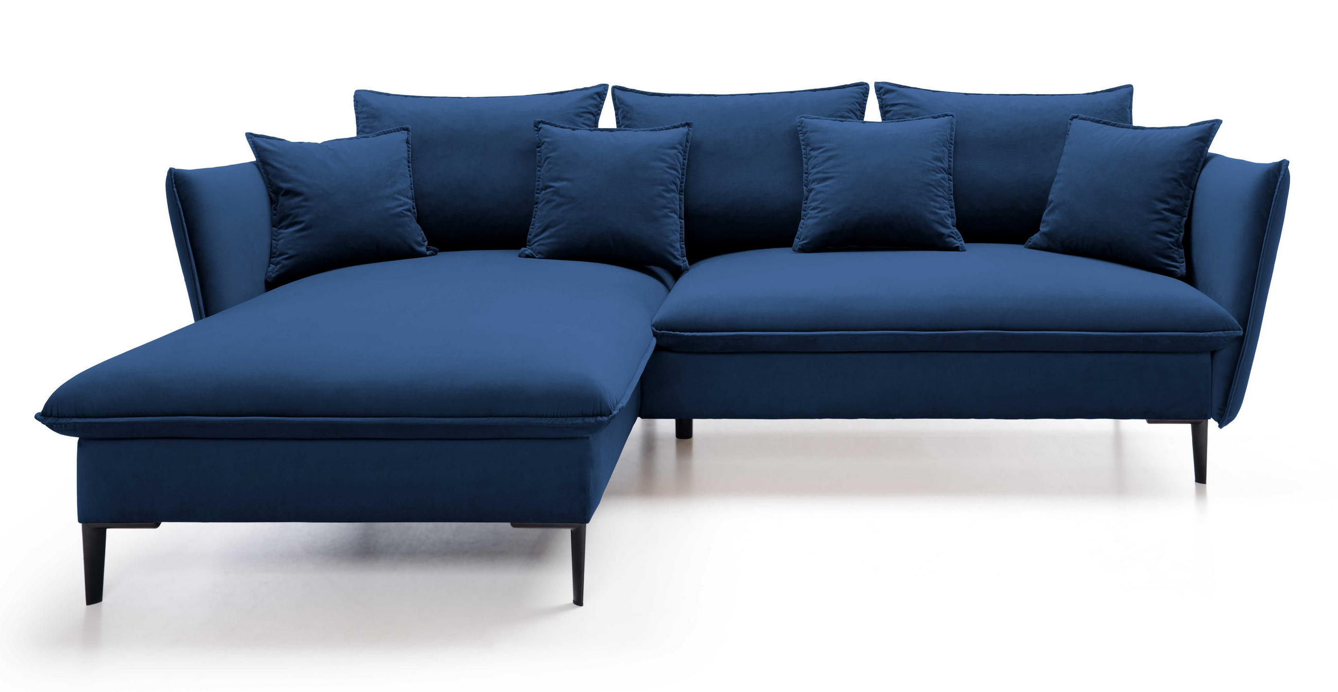 ECKSOFA Flavio mit Schlaffunktion, Bettkasten 260 cm, Links, Dunkelblau - Dunkelblau, Holz (258/167cm) - Emporius
