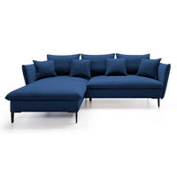 ECKSOFA Flavio mit Schlaffunktion, Bettkasten 260 cm, Links, Dunkelblau - Dunkelblau, Holz (258/167cm) - Emporius