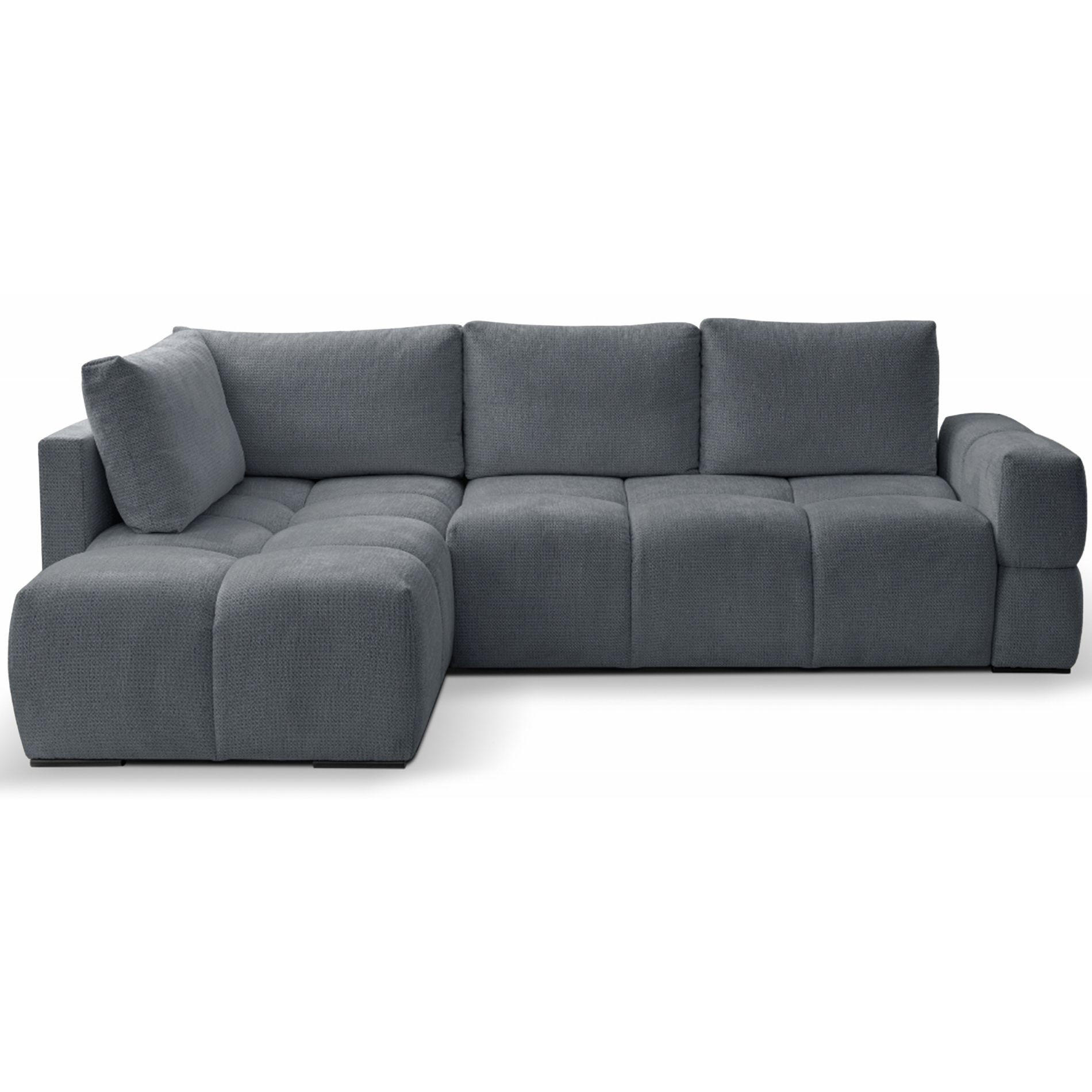 ECKSOFA Taremi mit Chenillebezug Dunkelgrau, beidseitig - Dunkelgrau/Schwarz, Textil (267/185cm) - Selsey