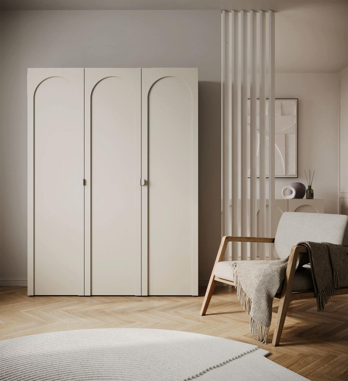 KLEIDERSCHRANK Arkadia Kaschmirgrau mit 3 Türen 150 cm - Taupe, Holzwerkstoff (150/200/53cm) - Selsey