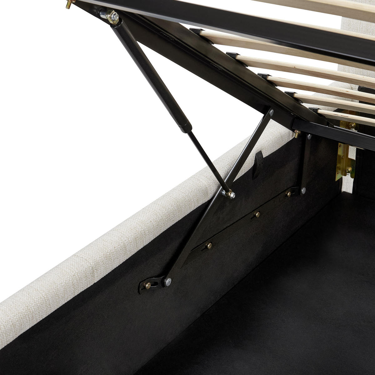 BETT mit Stauraum 160/200 cm Stoff Cremeweiß Castelnavet - Creme, Textil (160/200cm) - Beliani