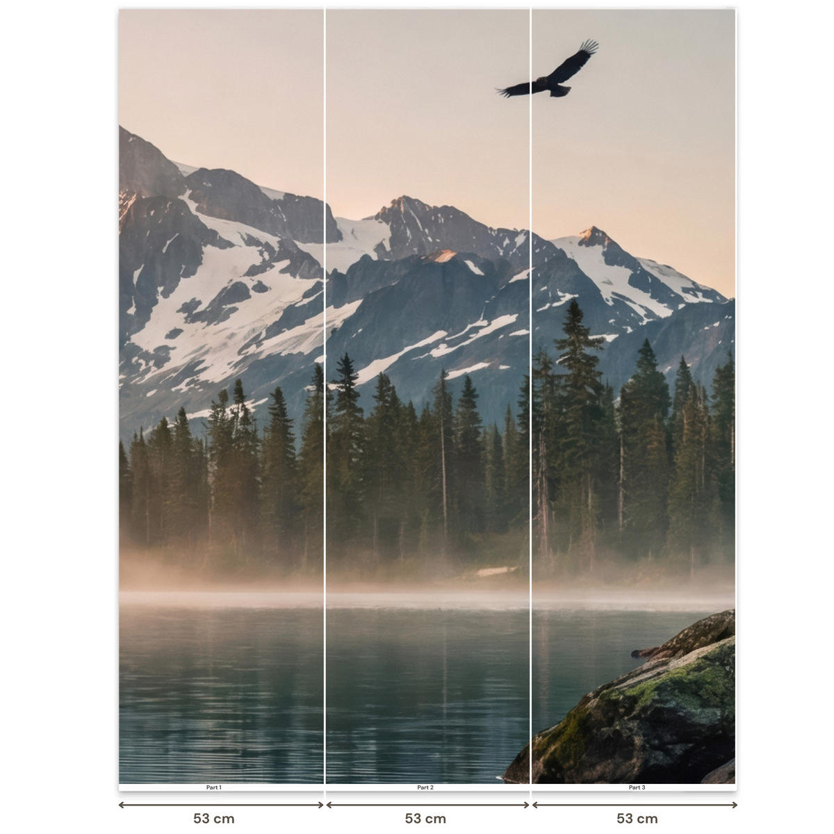 TAPETE - Berge - Wasser - Bäume - 160x200 cm - Multicolor, Papier (160/200cm) - OnlyWow