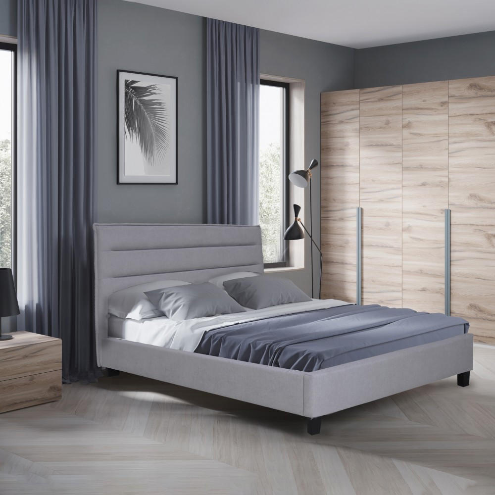 BETT LACANAU mit Lattenrost / Bett 140x190 - Hellgrau - Hellgrau, Holzwerkstoff (140/190cm) - Weber Industries