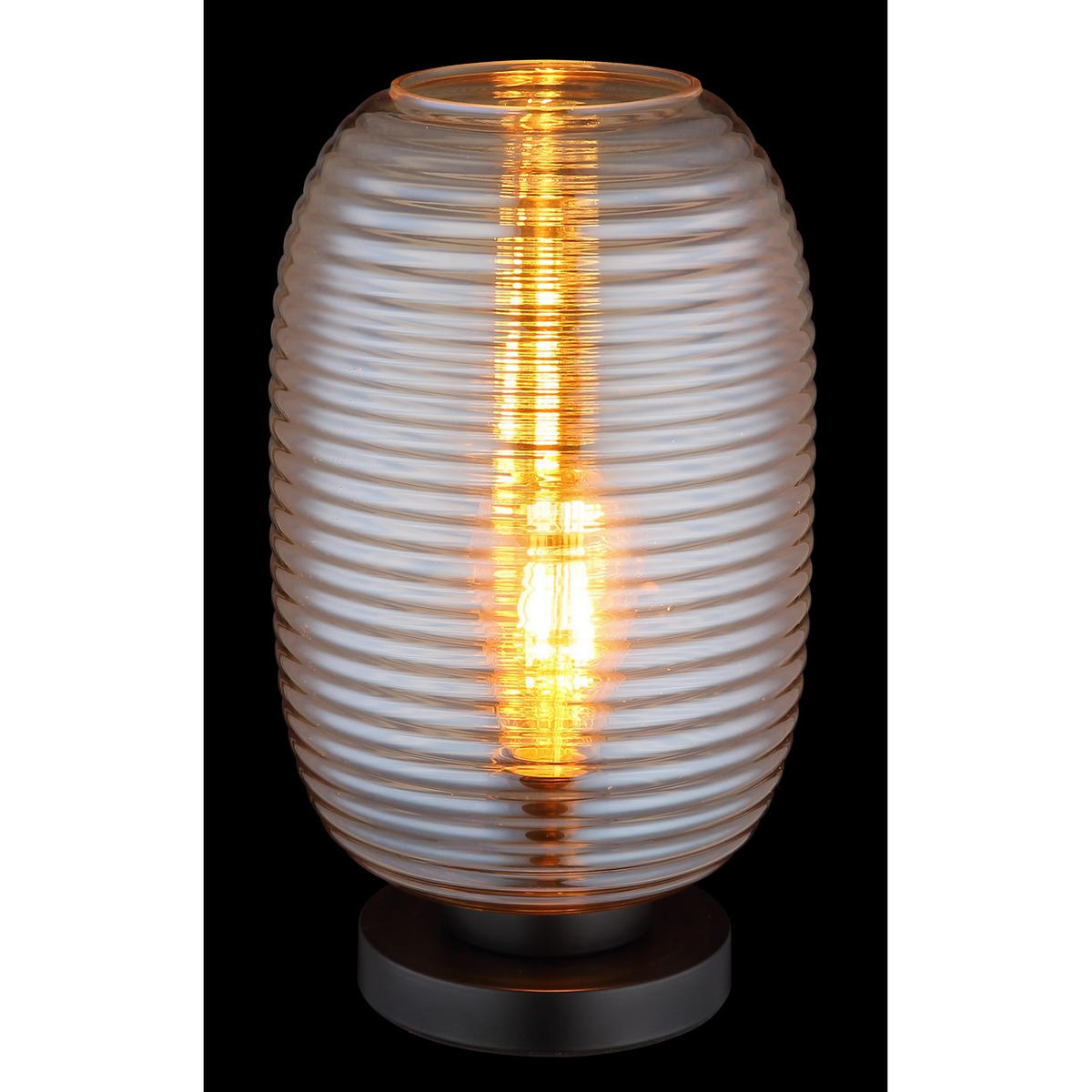 TISCHLEUCHTE Glas Amber Schwarz - Orange, Glas (20/20/34.5cm) - Globo Lighting