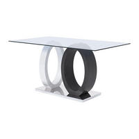 ESSTISCH - 6 Personen - Glas & MDF - Grau & Weiß - AYANE - Grau, Glas (160/90/76cm) - Vente-Unique