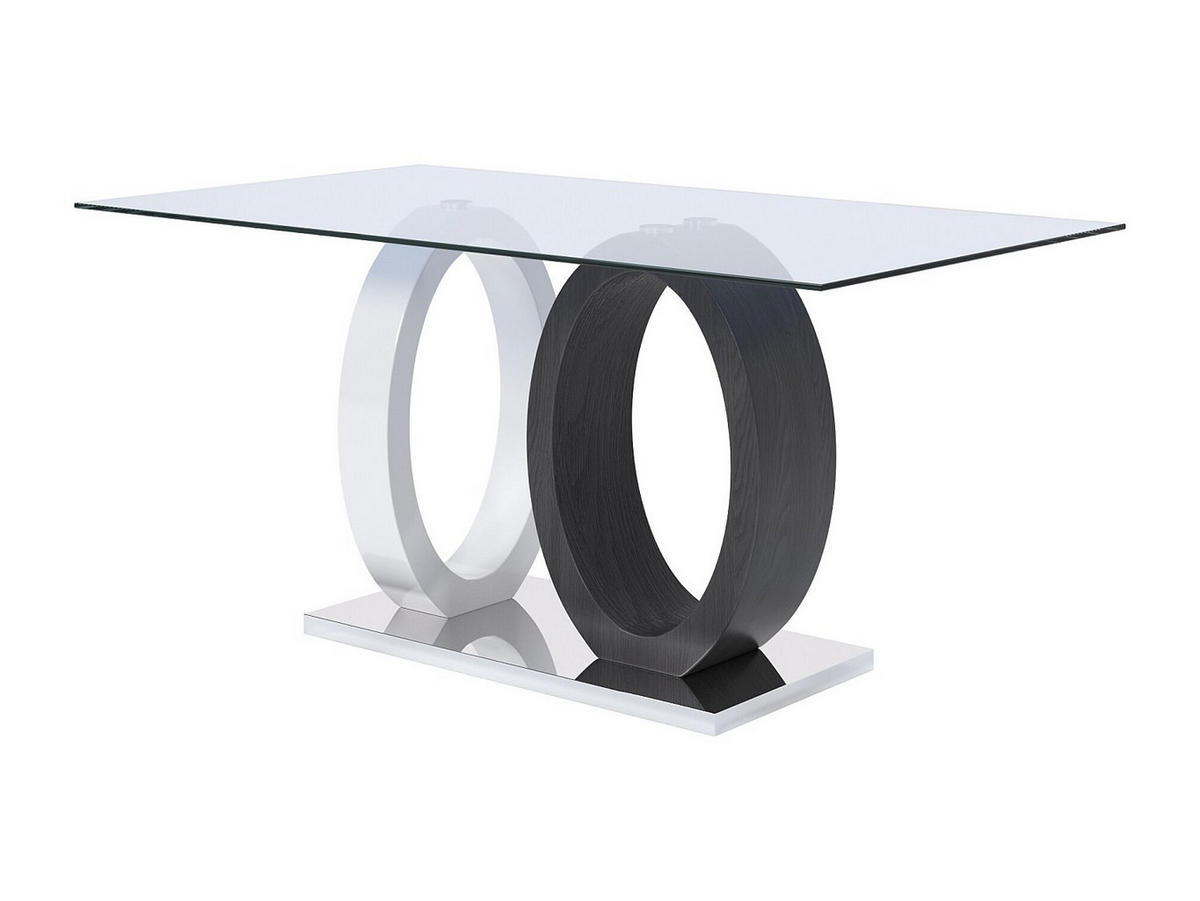 ESSTISCH - 6 Personen - Glas & MDF - Grau & Weiß - AYANE - Grau, Glas (160/90/76cm) - Vente-Unique