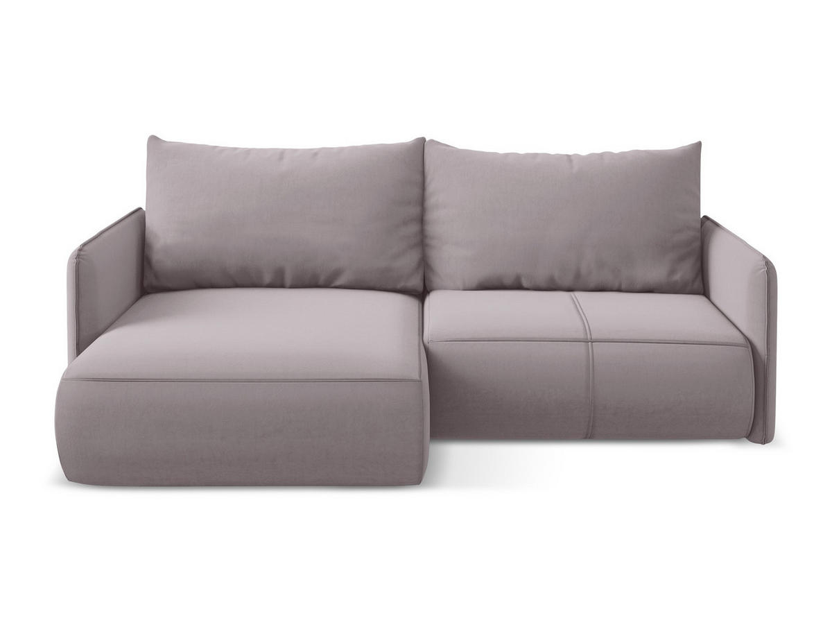 ECKSOFA mit Schlaffunktion Samt Stoff Violett - Lila/Flieder, Kunststoff/Textil (148/207cm) - Makamii