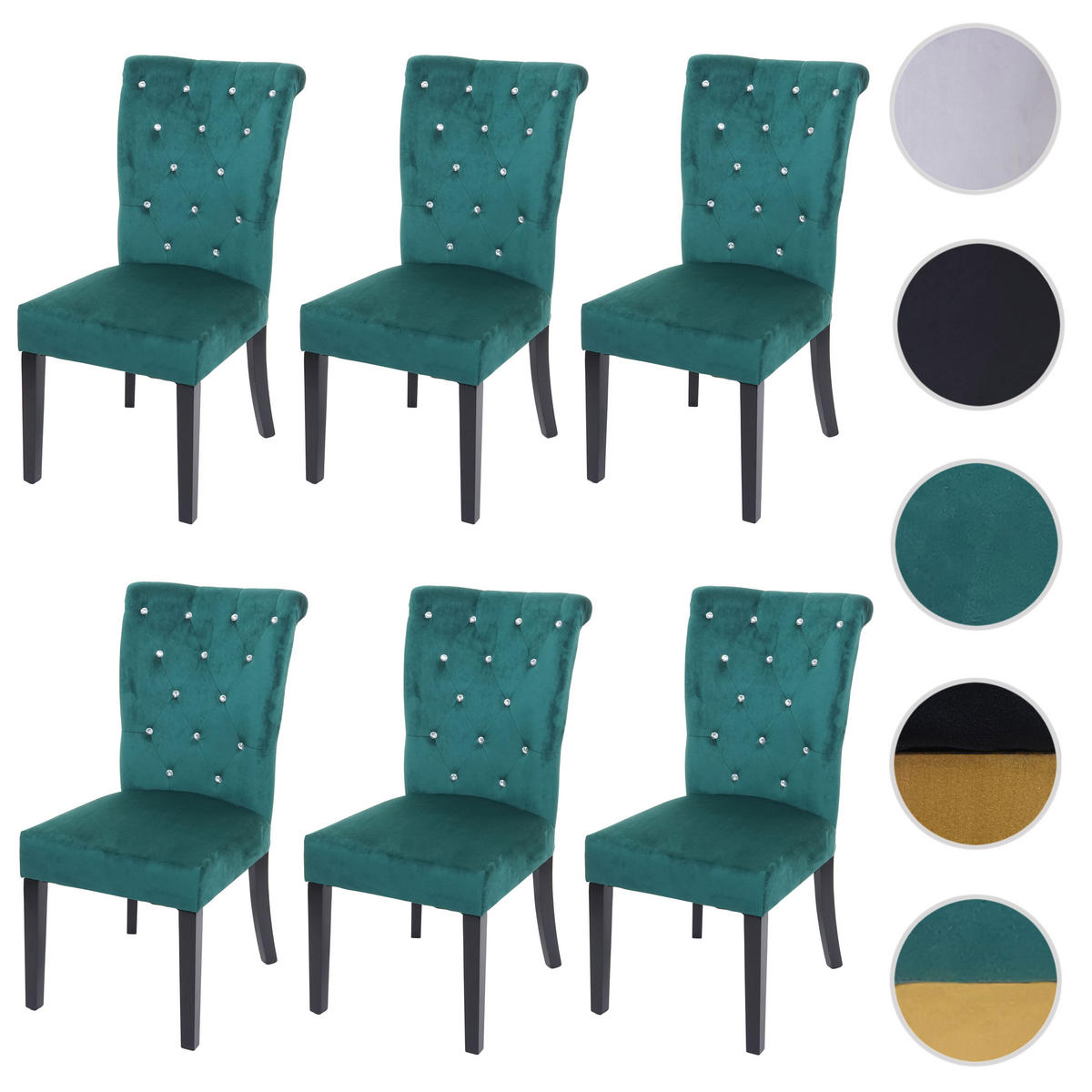 ESSZIMMERSTUHL Dunkelgrün, Schwarz 6er-Set - Dunkelgrün/Schwarz, Textil (51/100/64cm) - MCW