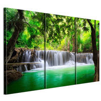LEINWANDBILD Bergwasserfall 3-tlg. 120x80 cm - Multicolor, Holz (120/80cm) - LUMASOUL