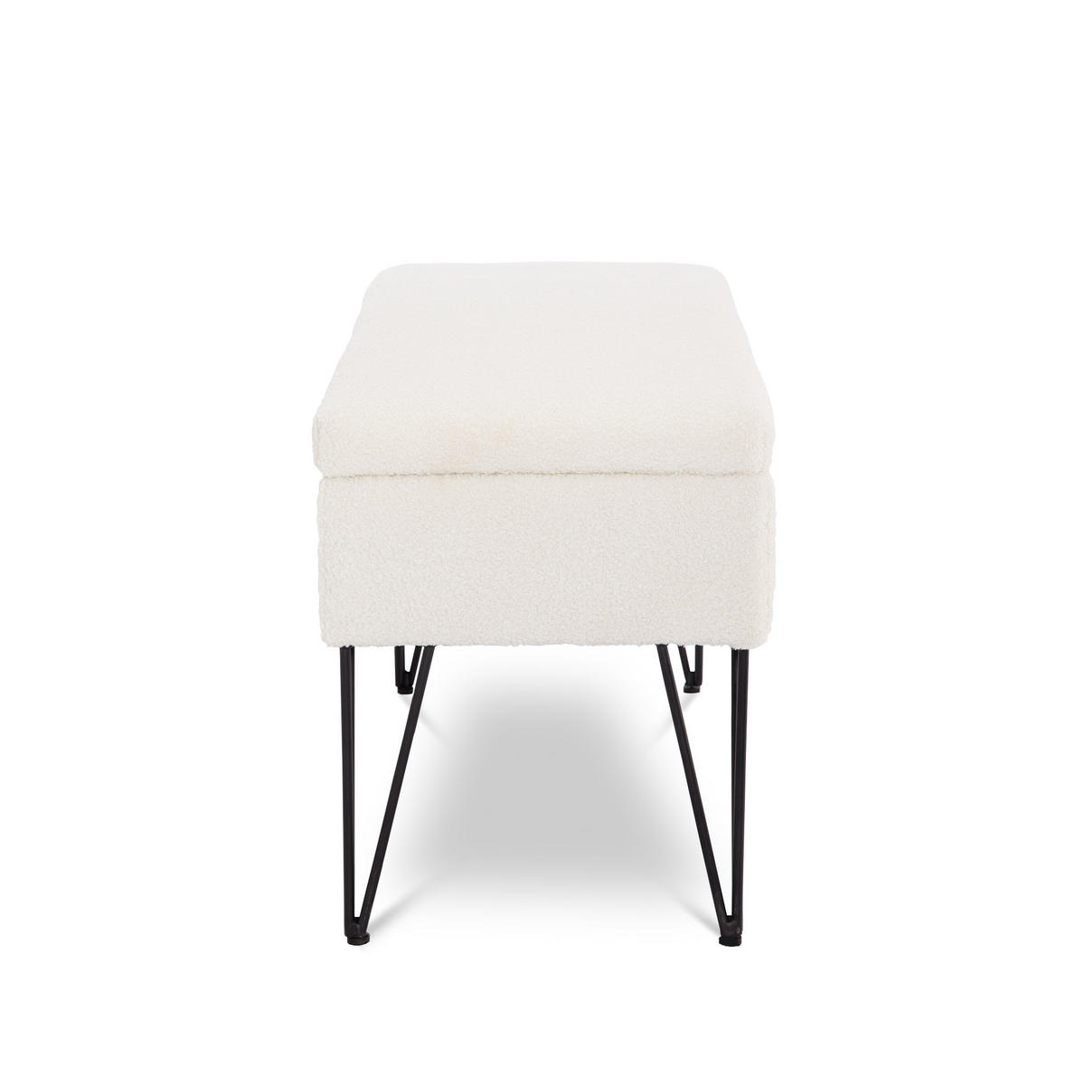 AUFBEWAHRUNGSBANK Alix aus weißem Frotteestoff - Schwarz/Weiß, Holz/Textil (101/50/41cm) - Sicaan