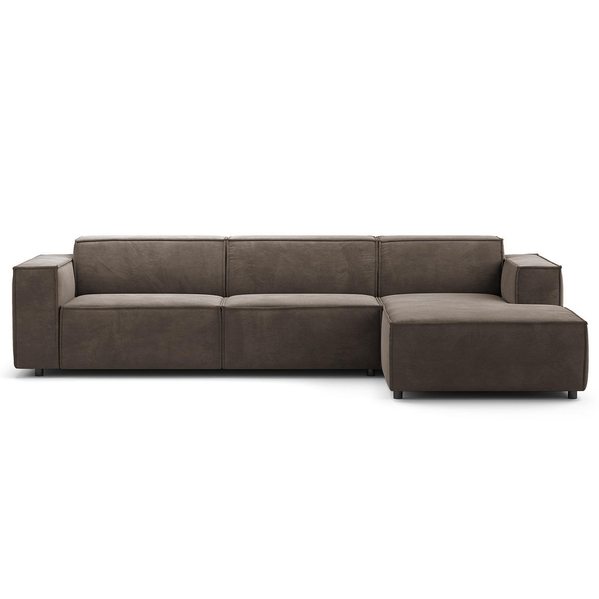 ECKSOFA mit Longchair - Taupe/Schwarz, Kunststoff/Textil (294/177cm) - home24