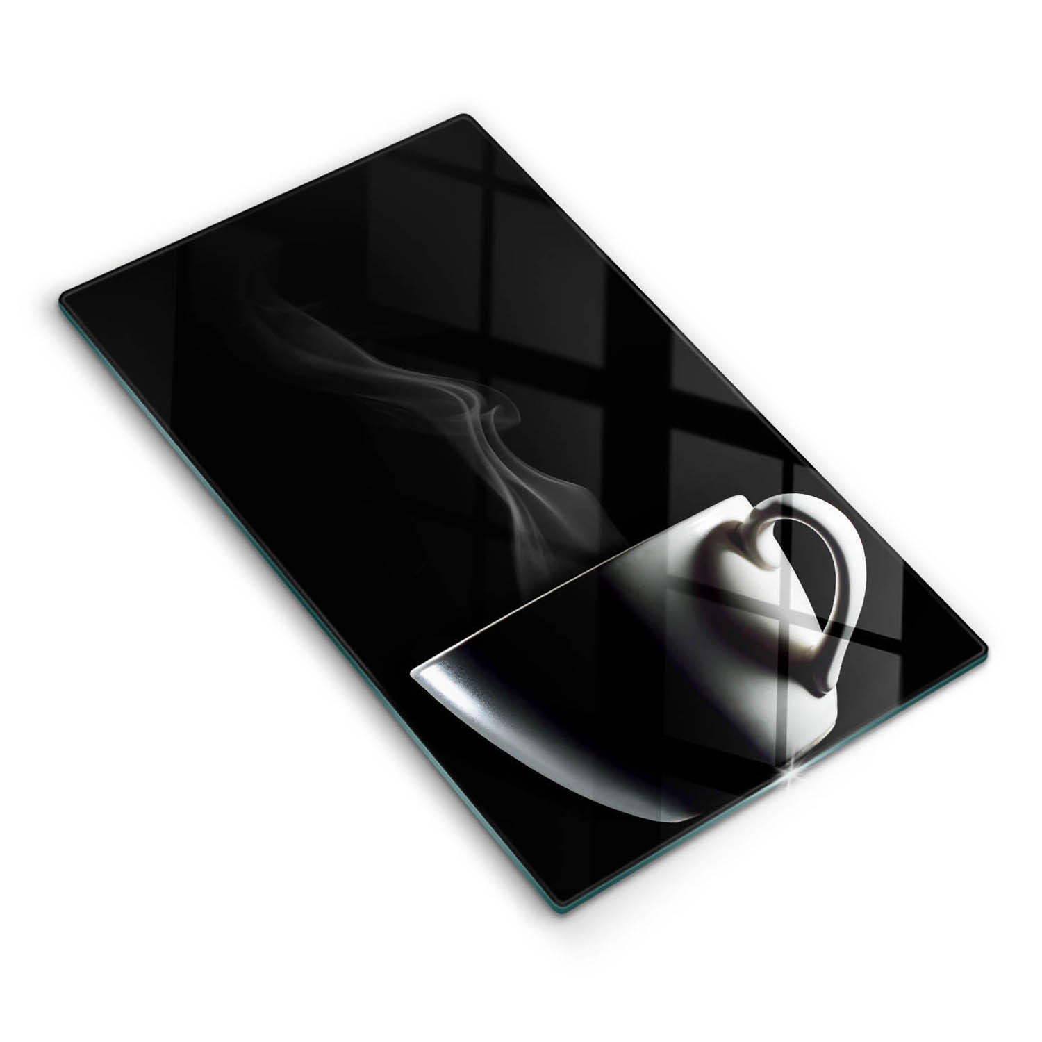 GLASPLATTE 30x52 cm Eine Tasse Tee - Schwarz, Glas (30/52cm) - Wallfluent