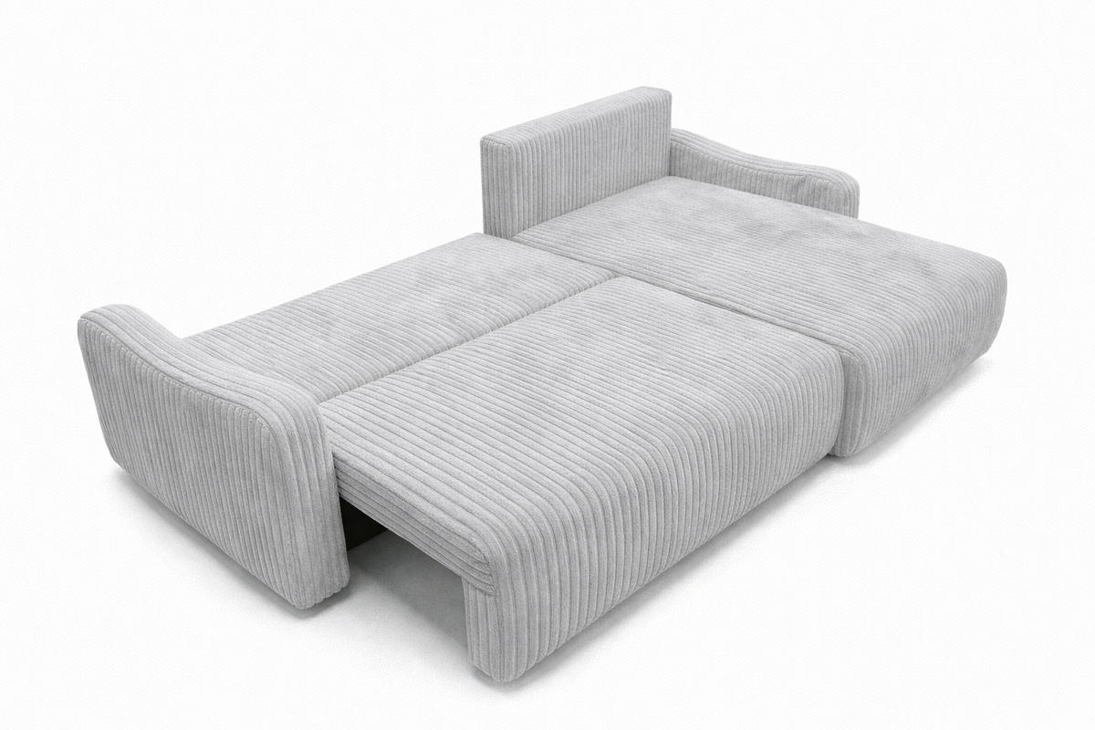 ECKSOFA Mit Schlaffunktion, Cordstoff Tilia, Grau, Rechts, JAPANDI - Grau, Holz (262/145cm) - Kaiser Möbel