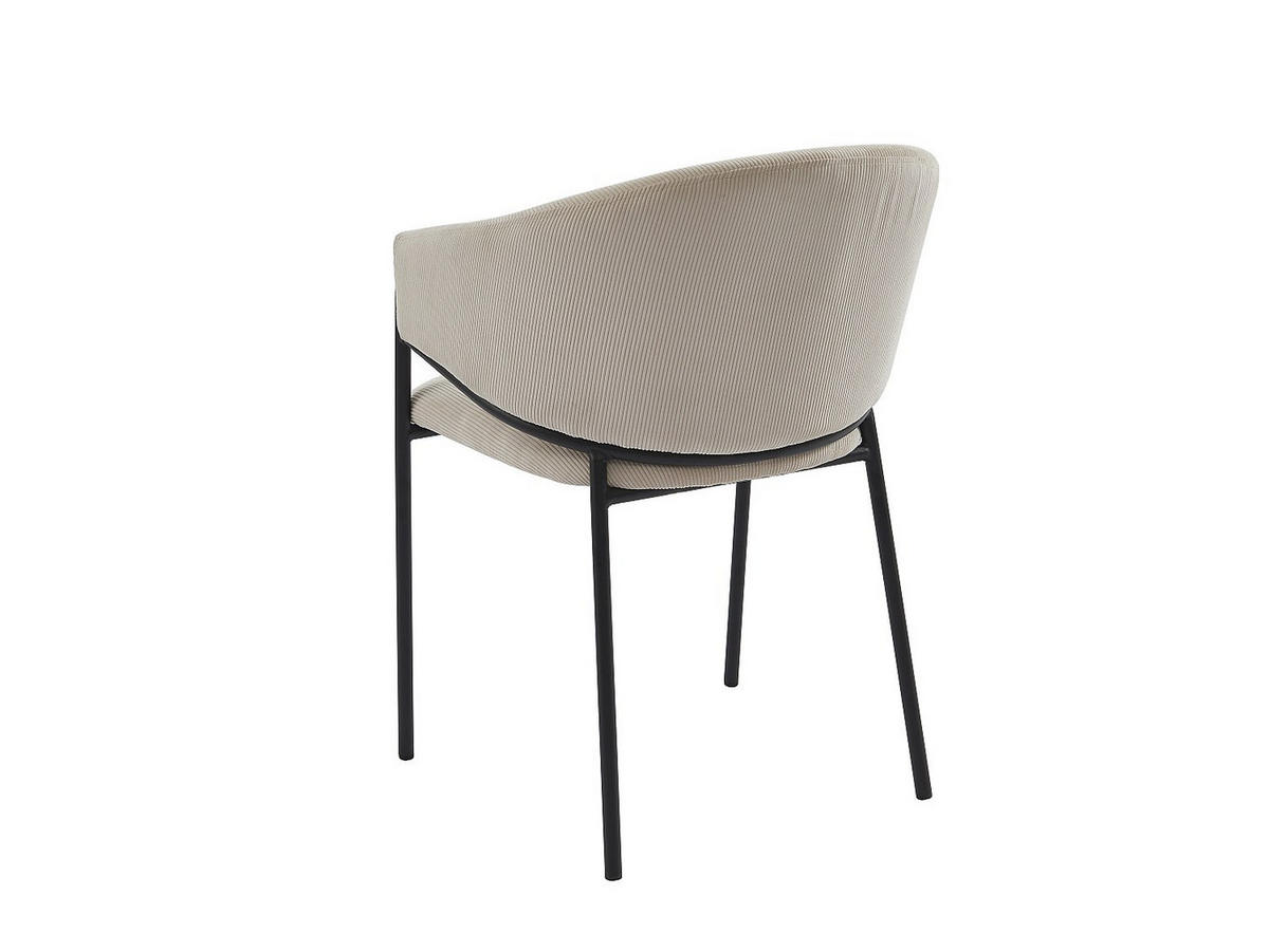 STUHL mit Armlehnen 6er-Set - Cord & Schwarzes Metall - Cremefarben - ORDIDA - Creme, Textil (61/80/53cm) - Pascal Morabito