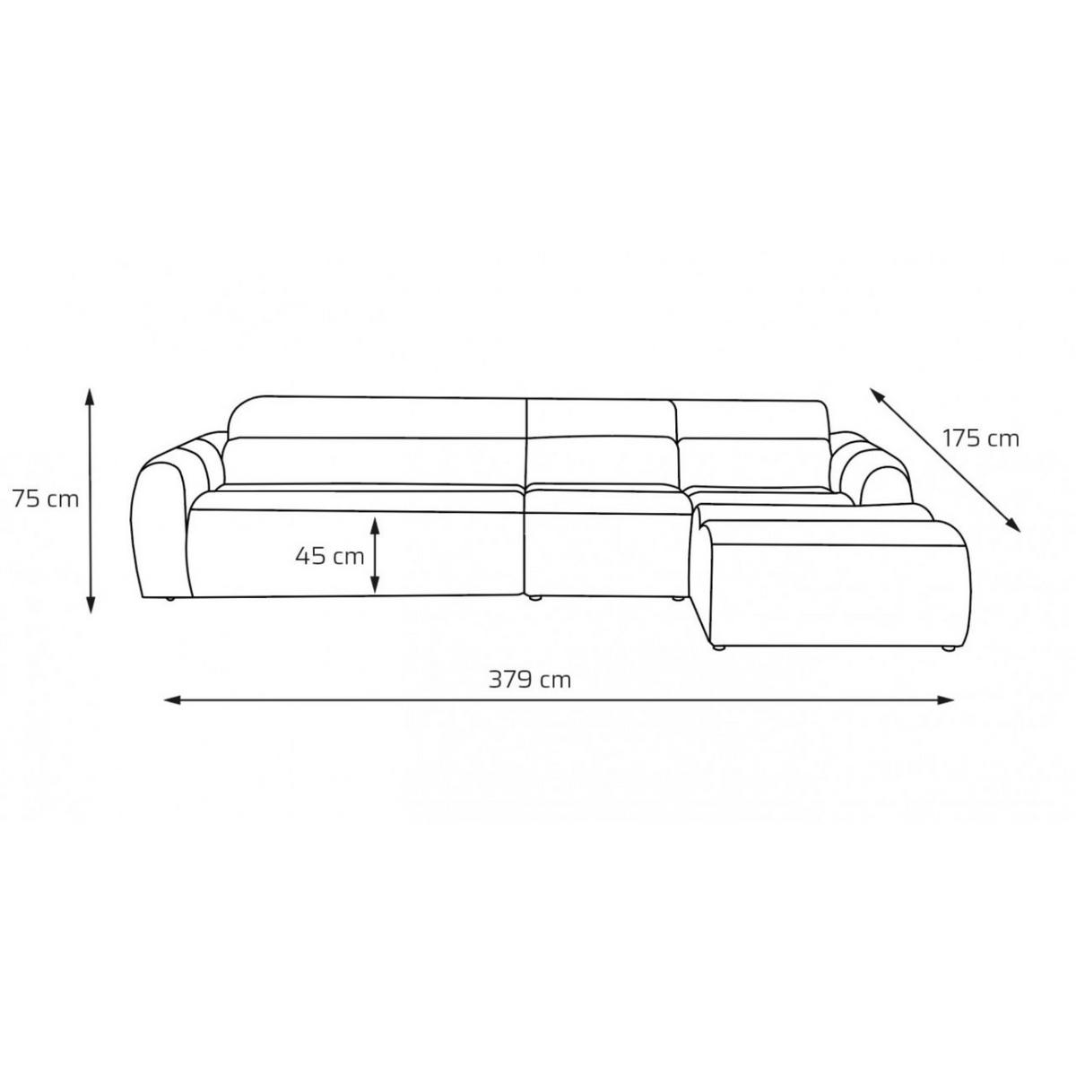 5-SITZER modulares Ecksofa VEER SET 2 Rechts, 175x379 cm, Chenille Webstoff Marine - Schwarz/Dunkelblau, Holz/Kunststoff (175/379cm) - Muffo