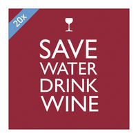 PAPIER SERVIETTEN Save Water Drink Wine 33 x 33 cm 20er Set - Rot, Papier (33/33cm) - PPD