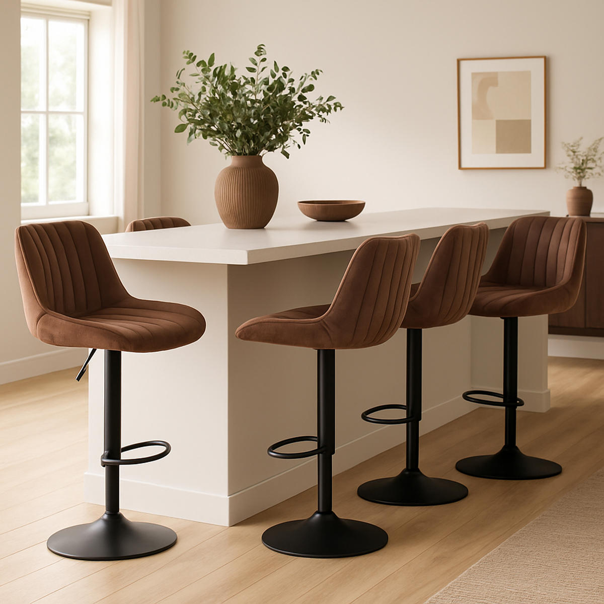 BARHOCKER Lento Gestell schwarz Samt Braun - Schwarz/Braun, Textil/Metall (50/108/50cm) - TPFLiving