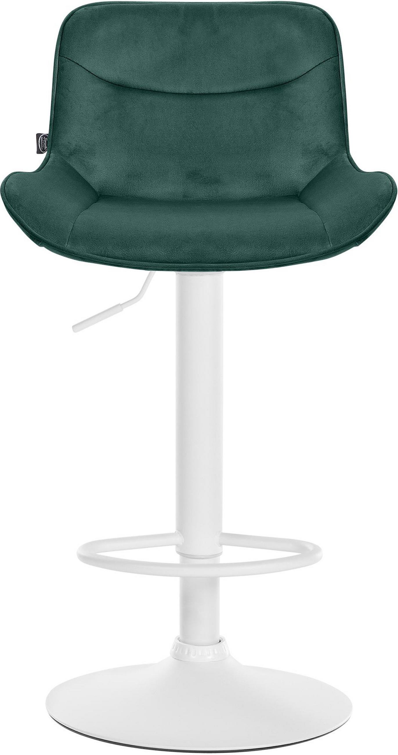 BARHOCKER Vulcano Samt weiß grün - Weiß/Grün, Textil/Metall (49/106/51cm) - TPFLiving