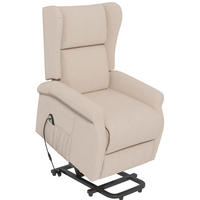 RELAXSESSEL mit elektrischer Liegefunktion, Aufstehhilfe 74/94/111 cm Cremeweiß - Creme, Holz (94/111/74cm) - Redom