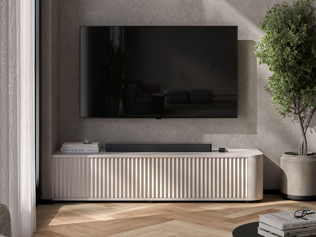 TV stolek Aurora kašmírový matný 140 cm s nízkými nožkami - kašmírová, kompozitní dřevo (140/31/35cm) - Meble Lindner