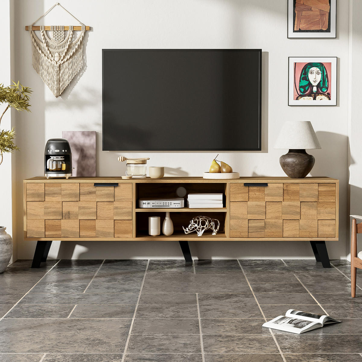 TV-LOWBOARD 160x35x45 cm 2 Türen - Naturfarben, Holzwerkstoff (160.5/45/35.5cm) - Fortuna Lai