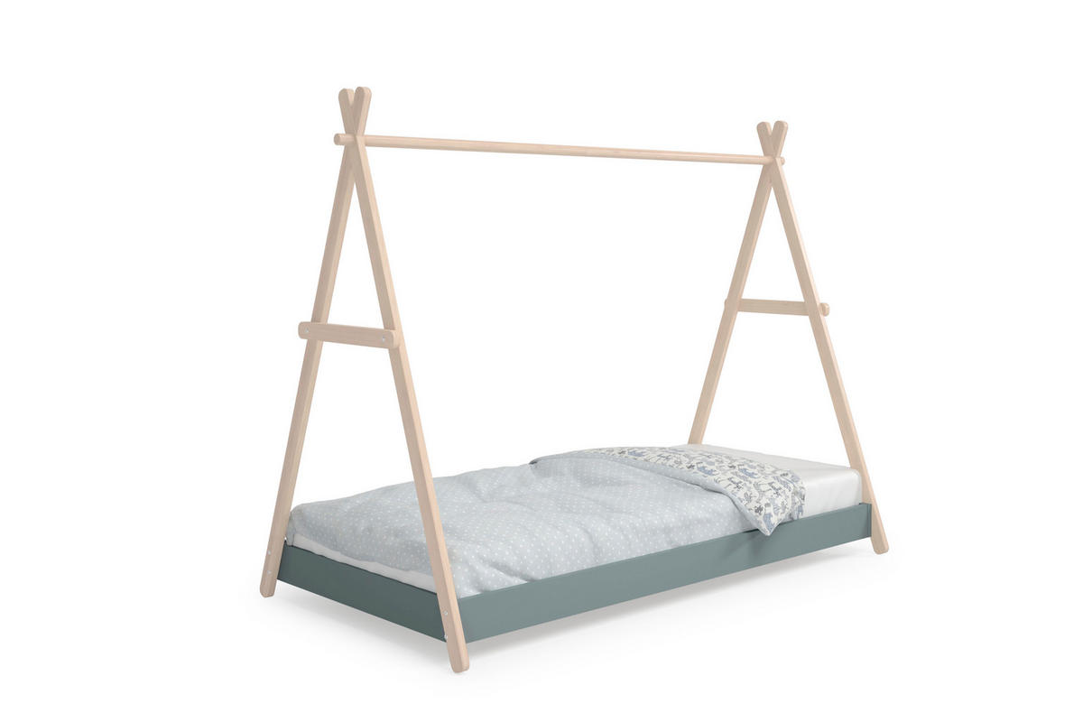 TIPIBETT Trufa Grün 209/104/160 cm - Grün, Holz (90/200cm) - Calicosy