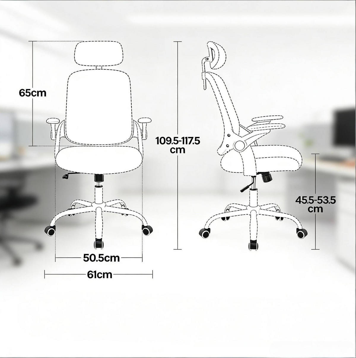 BÜROSTUHL ergonomisch höhenverstellbar Blau - Blau, Metall (47/117.5/63.5cm) - Meubliv