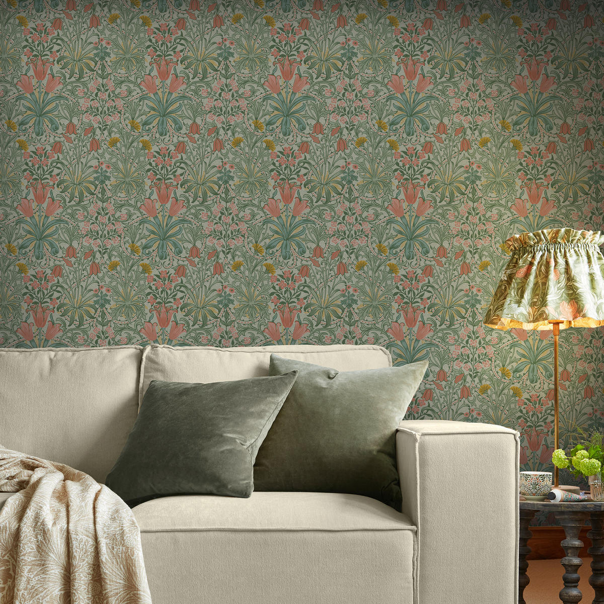 VLIESTAPETE Waldunkräuter 1000x52cm - Grün, Papier/Kunststoff (52/1000cm) - William Morris at Home