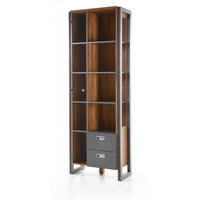 VITRINE Eiche Stirling, Matera grau, Regalschrank 70 x 202 cm Bücherregal - Eichefarben/Grau, Holzwerkstoff/Metall (70/202/33cm) - Furn.Design