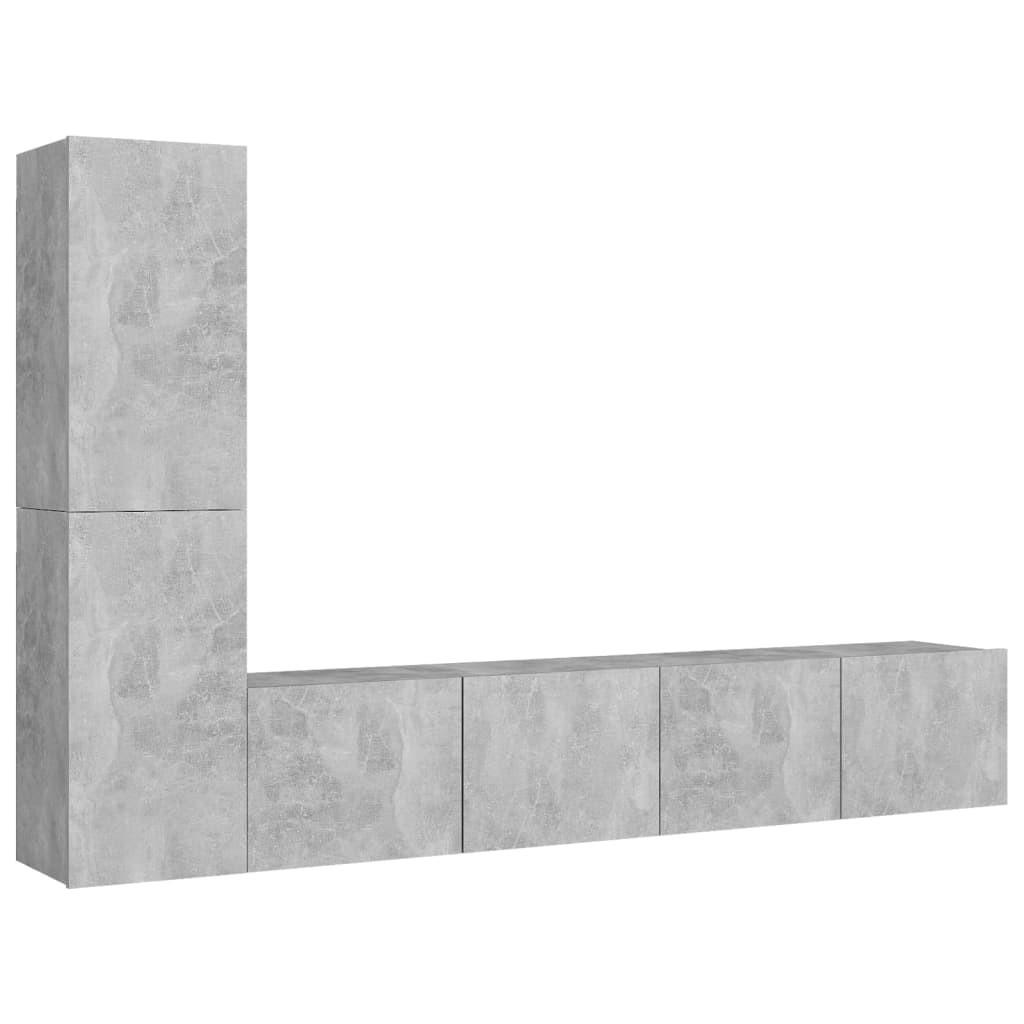 TV-SCHRANK-SET Betongrau Holzwerkstoff 4-teilig - Grau, Holzwerkstoff (30/30/80cm) - vidaXL
